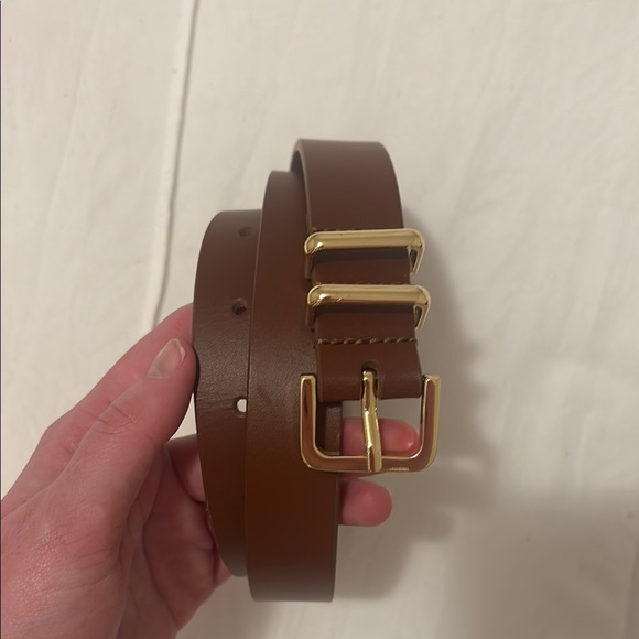 NWOT Abercrombie Brown Leather Belt with Gold Buckle - Picture 1 of 2